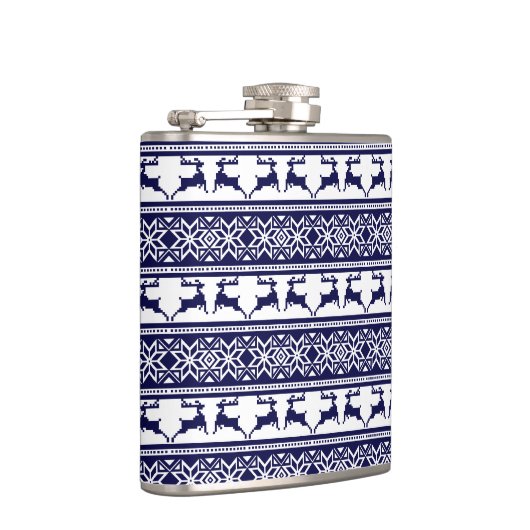 Kerstmis, Scandinavische Folk Blue en White Heupfles (Rechts)