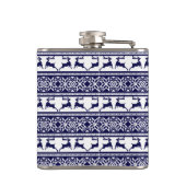 Kerstmis, Scandinavische Folk Blue en White Heupfles (Achterkant)