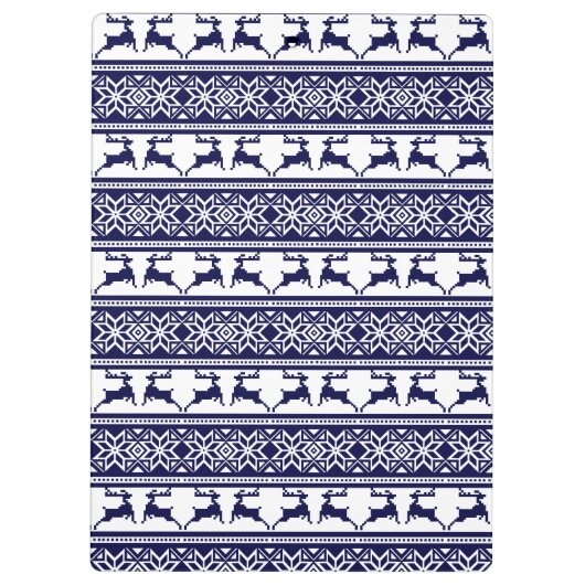 Kerstmis, Scandinavische Folk Blue en White Klembord (Achterkant)