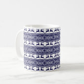 Kerstmis, Scandinavische Folk Blue en White Koffiemok (Voorkant links)
