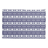 Kerstmis, Scandinavische Folk Blue en White Kussensloop (Achterkant)