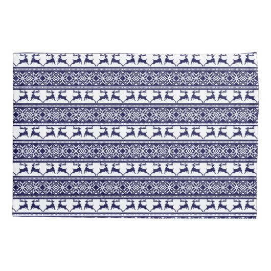 Kerstmis, Scandinavische Folk Blue en White Kussensloop (Achterkant)