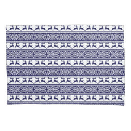 Kerstmis, Scandinavische Folk Blue en White Kussensloop