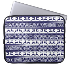 Kerstmis, Scandinavische Folk Blue en White Laptop Sleeve