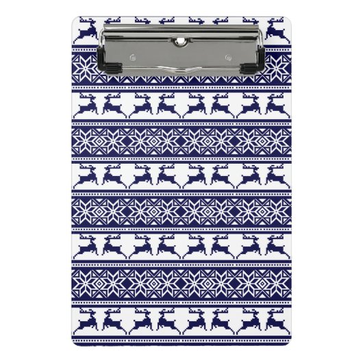 Kerstmis, Scandinavische Folk Blue en White Mini Klembord (Voorkant)