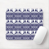 Kerstmis, Scandinavische Folk Blue en White Muismat (Met muis)