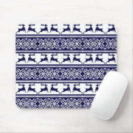 Kerstmis, Scandinavische Folk Blue en White Muismat