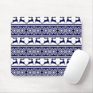 Kerstmis, Scandinavische Folk Blue en White Muismat