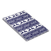 Kerstmis, Scandinavische Folk Blue en White Notitieboek (Rechterzijde)