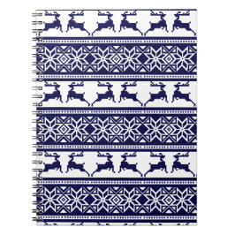 Kerstmis, Scandinavische Folk Blue en White Notitieboek