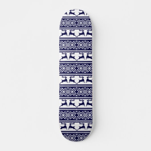 Kerstmis, Scandinavische Folk Blue en White Persoonlijk Skateboard (Voorkant)