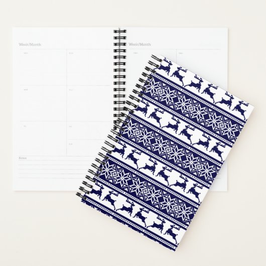 Kerstmis, Scandinavische Folk Blue en White Planner (Display)