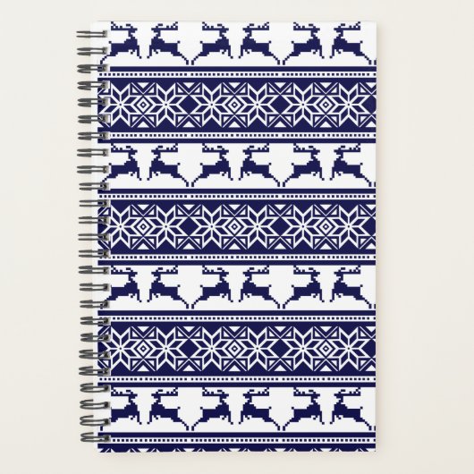 Kerstmis, Scandinavische Folk Blue en White Planner (Voorkant)