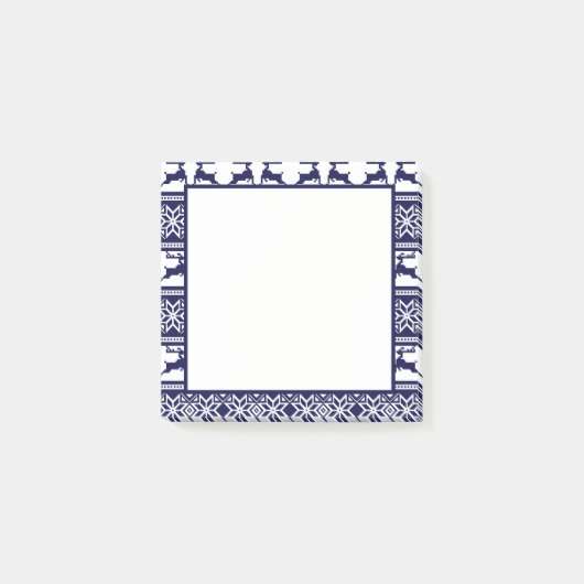 Kerstmis, Scandinavische Folk Blue en White Post-it® Notes (Voorkant)