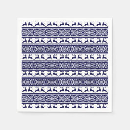 Kerstmis, Scandinavische Folk Blue en White Servet