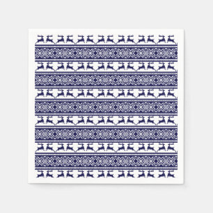 Kerstmis, Scandinavische Folk Blue en White Servet