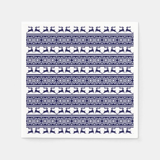 Kerstmis, Scandinavische Folk Blue en White Servet (Voorkant)