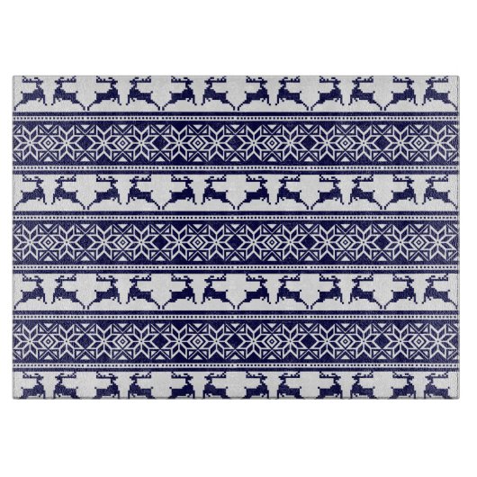 Kerstmis, Scandinavische Folk Blue en White Snijplank (Voorkant)