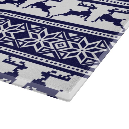 Kerstmis, Scandinavische Folk Blue en White Snijplank (Hoek)