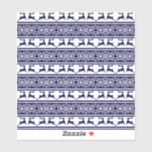Kerstmis, Scandinavische Folk Blue en White Sticker (Vel)