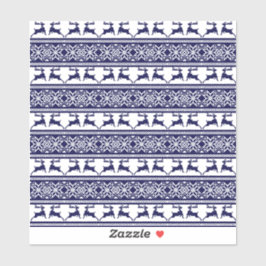 Kerstmis, Scandinavische Folk Blue en White Sticker