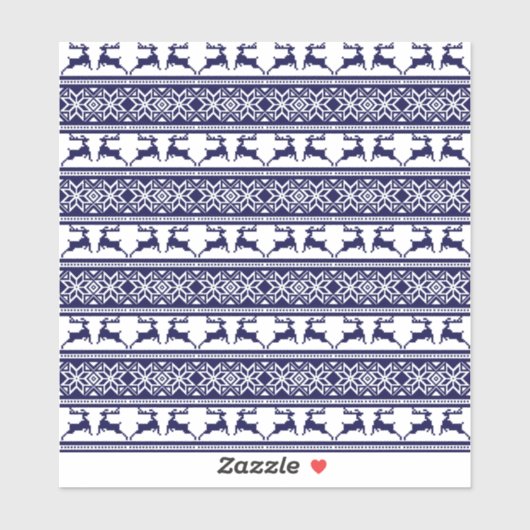 Kerstmis, Scandinavische Folk Blue en White Sticker (Vel)