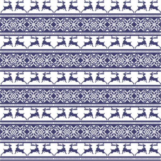 Kerstmis, Scandinavische Folk Blue en White Sticker (Voorkant)