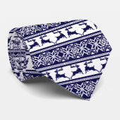 Kerstmis, Scandinavische Folk Blue en White Stropdas (Opgerold)