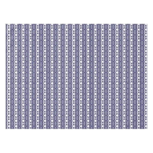 Kerstmis, Scandinavische Folk Blue en White Tafelkleed (Voorkant (Horizontaal))