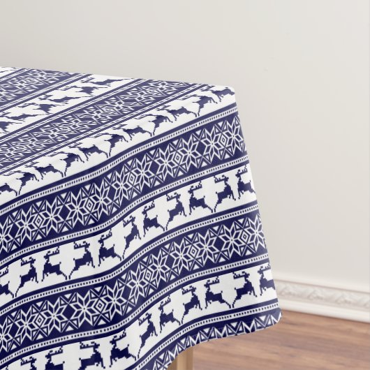 Kerstmis, Scandinavische Folk Blue en White Tafelkleed (Voorbeeld)