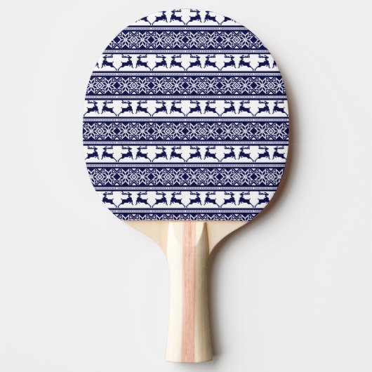 Kerstmis, Scandinavische Folk Blue en White Tafeltennisbatje (Voorkant)