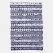 Kerstmis, Scandinavische Folk Blue en White Theedoek (Verticaal)