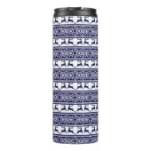 Kerstmis, Scandinavische Folk Blue en White Thermosbeker (Achterkant)