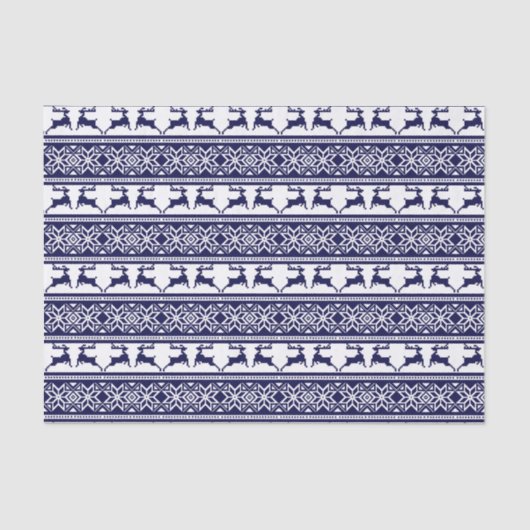 Kerstmis, Scandinavische Folk Blue en White Tissuepapier (Voorkant)