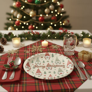 Kerstmis Scandinavische kabouter papieren borden Bordje