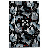 Kerstmis Scandinavische noordse grijze vos op zwar Medium Cadeauzakje (Voorkant)