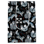 Kerstmis Scandinavische noordse grijze vos op zwar Medium Cadeauzakje (Achterkant)