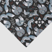 Kerstmis Scandinavische noordse grijze vos op zwar Tissuepapier (Detail)