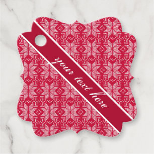 Kerstmis, Scandinavische, rode, witte, sneeuwvlokk Bedankjes Labels