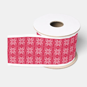 Kerstmis, Scandinavische, rode, witte, sneeuwvlokk Grosgrain Lint