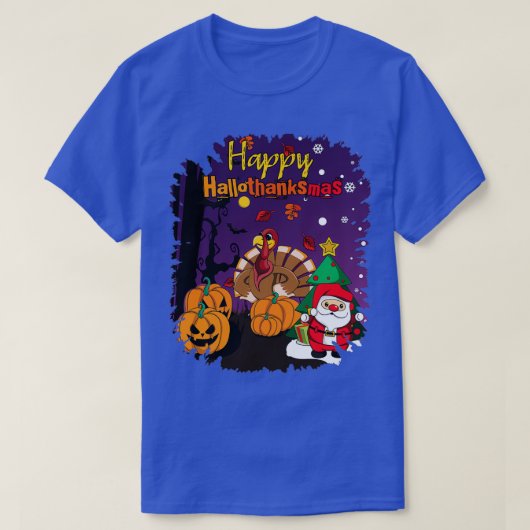 Kerstmis Scary Halloween Happy Thanksgiving T-shirt (Design voorkant)