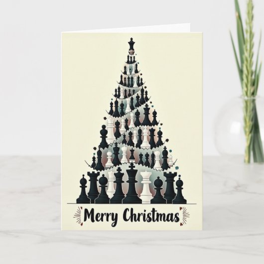 Kerstmis Schaakboom Kaart (Voorkant)