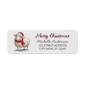 Kerstmis Schaap Kerstman Retouradres Label (Voorkant)