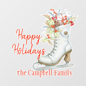 Kerstmis - Schaats met fashioned ijs - aangepast Raamsticker (Vel)