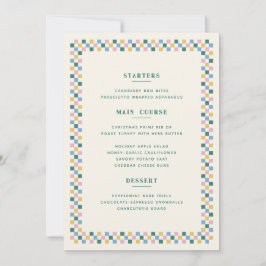 Kerstmis Schachbrett Kerstmenu kaart - Turkoois