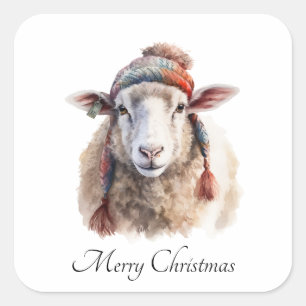 Kerstmis Schapen, aanpasbaar Vierkante Sticker