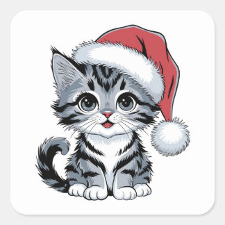 Kerstmis schattige kat vierkante sticker
