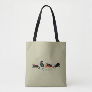 Kerstmis Schattige Kattenliefhebber Bemanning Kers Tote Bag