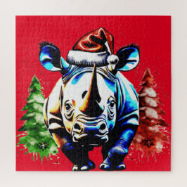 Kerstmis schattige neushoorn legpuzzel