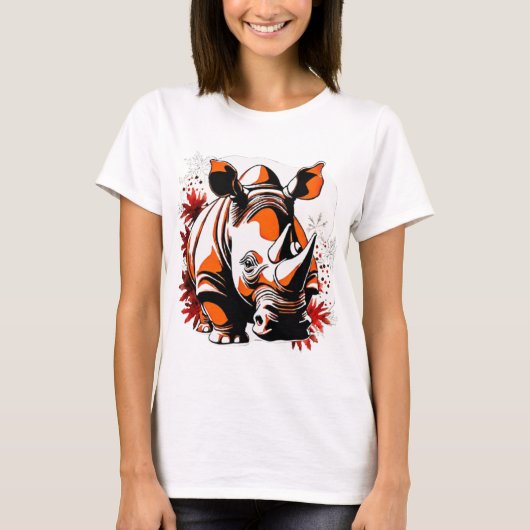 Kerstmis schattige neushoorn t-shirt (Voorkant)